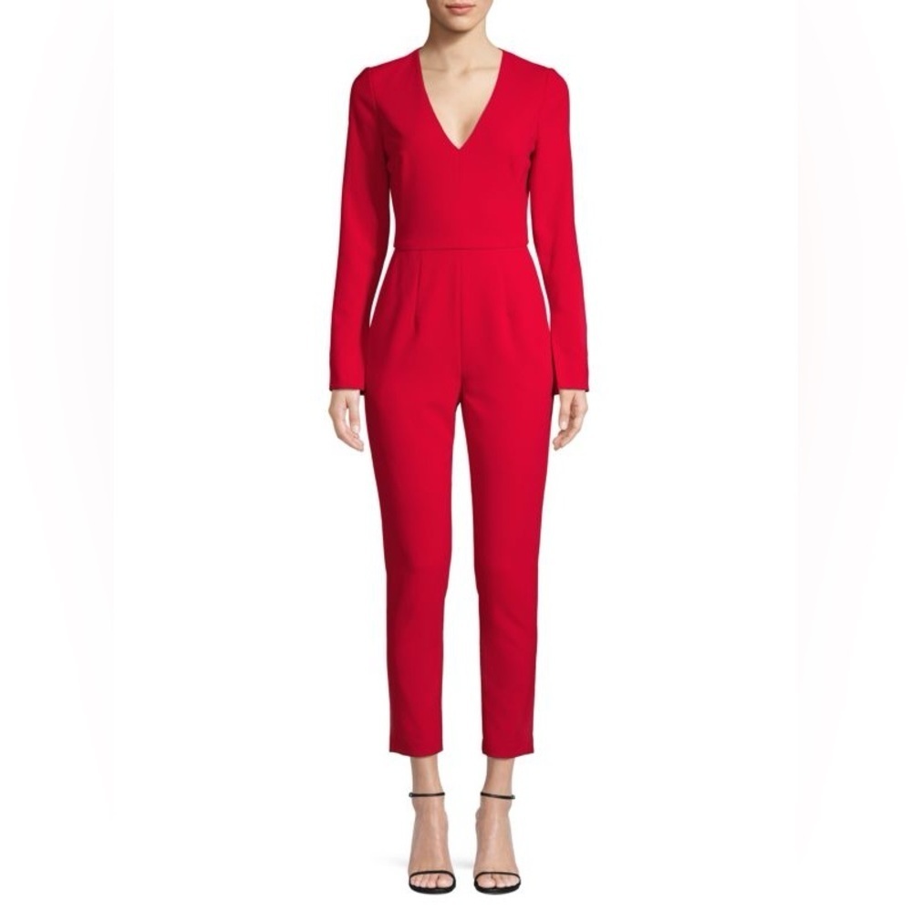 Black Halo Sambora Cropped Jumpsuit Red